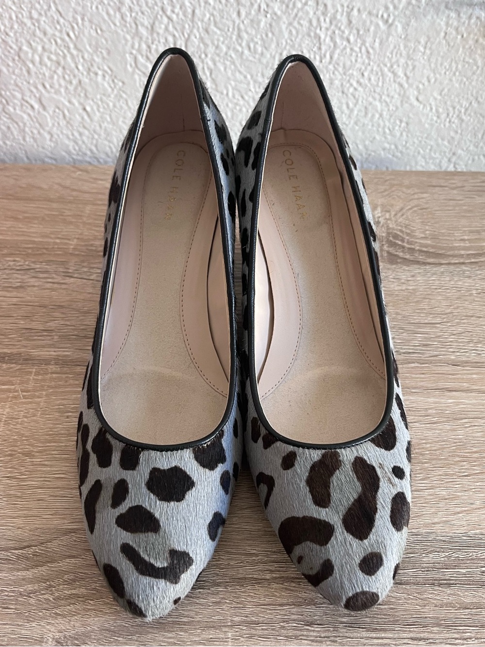 Cole Haan Grand.OS Genuine Haircalf Animal Print Wedge Pumps